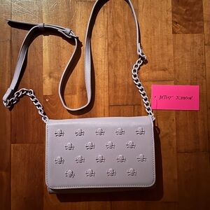 Betsey Johnson Lavender Skull Embossed Crossbody Bag